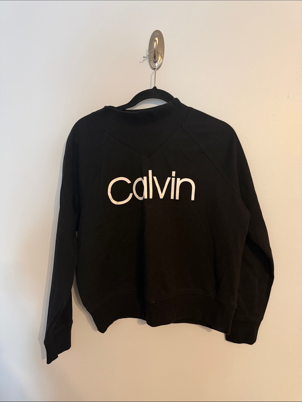 Calvin Klein Performance Black Mock Neck Logo Sweatshirt Pullover Size Large